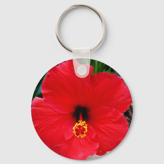 Een Red Hibiscus Flower Sleutelhanger (Voorkant)