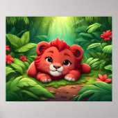 Een Red Lion Cub in het Oerwoud Poster (Voorkant)