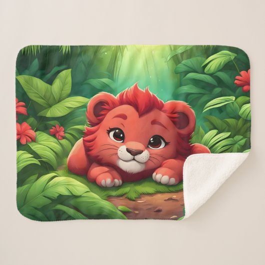 Een Red Lion Cub in het Oerwoud Sherpa Deken (Voorkant (horizontaal))