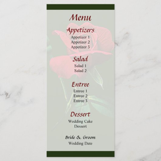Eén Red Rosebud-menu... Menu (Voorkant)