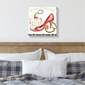 Een Red Shoe, een fles parfum en blush Powder Canvas Afdruk (Insitu (Slaapkamer))