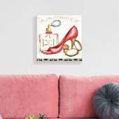 Een Red Shoe, een fles parfum en blush Powder Canvas Afdruk (Insitu (Woonkamer))