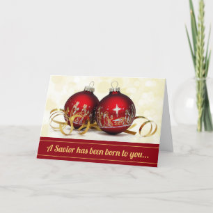 Een redder is geboren kerst ornament geboorte feestdagen kaart