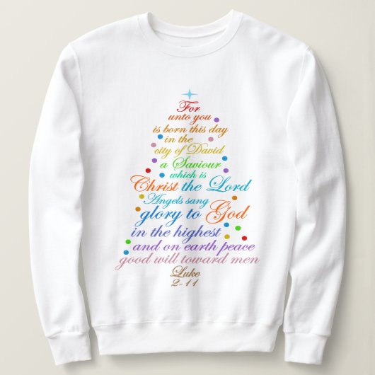 Een redder is geboren Luke 2-11 Shirten met kerstb Trui (Design voorkant)