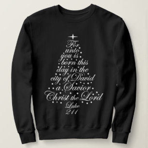 Een redder is geboren Luke 2-11 Shirten met kerstb Trui