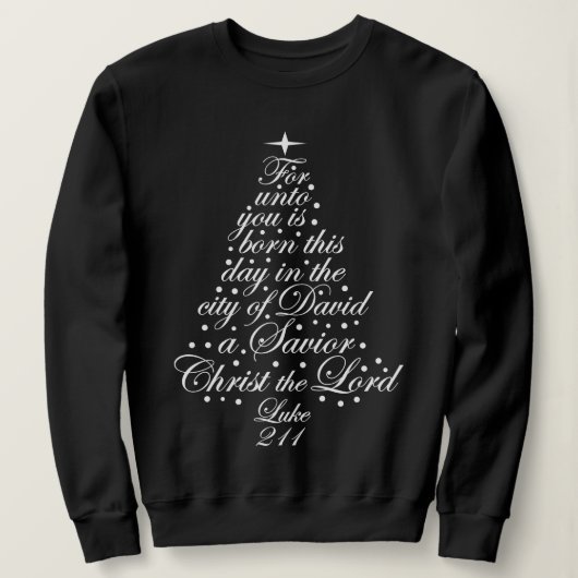 Een redder is geboren Luke 2-11 Shirten met kerstb Trui (Design voorkant)