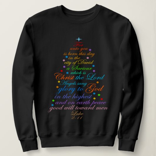 Een redder is geboren Luke 2-11 Shirten met kerstb Trui (Design voorkant)