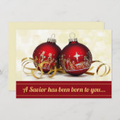 Een redder is geboren uit kerstversiering feestdagenkaart (Voorkant / Achterkant)