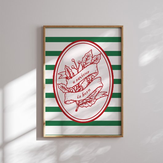 Een Redder wordt geboren als Red Holly Banner Chri Poster