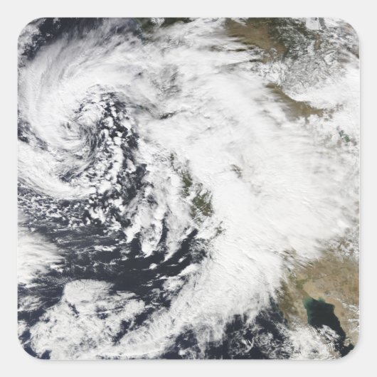 Een reeks sterke stormen met felle winden vierkante sticker (Voorkant)