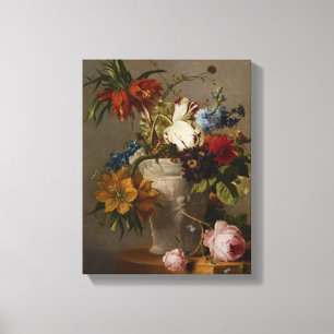 Een regeling met bloemen, 19e eeuw canvas afdruk