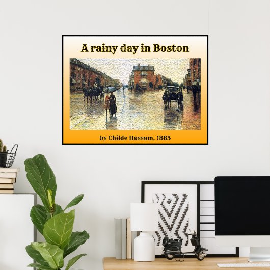 Een regenachtige dag in Boston Poster (Thuiskantoor)