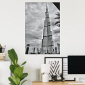Een regenachtige dag in Burj Khalifa Poster (Thuiskantoor)