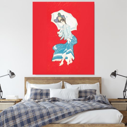 Een regenachtige madeliefje (1905) Grijze Litho. C Canvas Afdruk (Insitu (Slaapkamer))