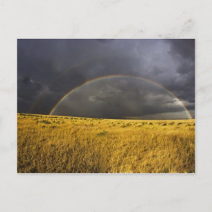 Een regenboog die verschijnt door een nevelige nam briefkaart