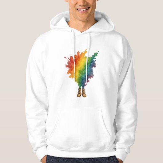 Een regenboog in beige laarzen  hoodie (Voorkant)