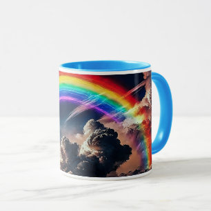 Een regenboog in een roerige hemel. mok