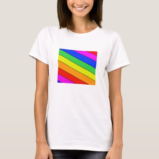 Een regenboog met primaire gekleurde diagonale str t-shirt (Voorkant)