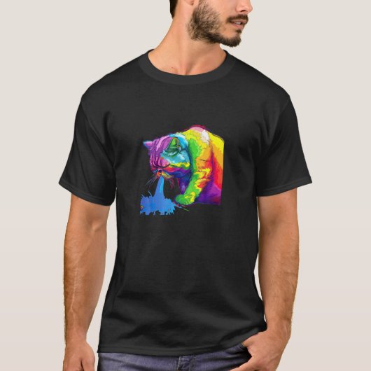 Een Regenboog Pop Kat Kotsend T-shirt (Voorkant)