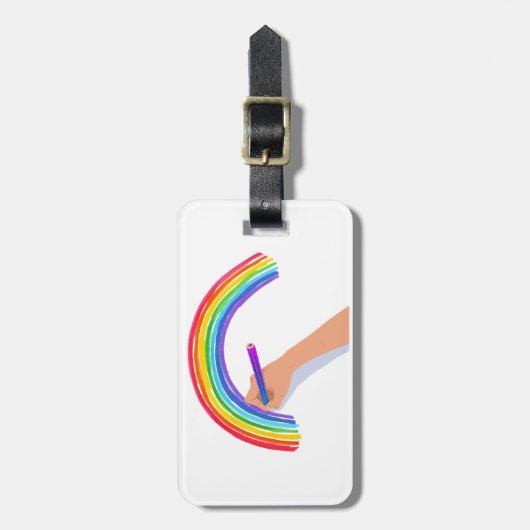 Een regenboog tekenen bagagelabel (Voorkant verticaal)