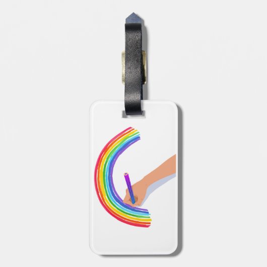 Een regenboog tekenen bagagelabel (Achterkant verticaal)