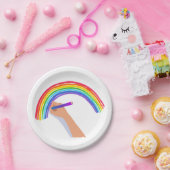 Een regenboog tekenen papieren bordje (Feest)