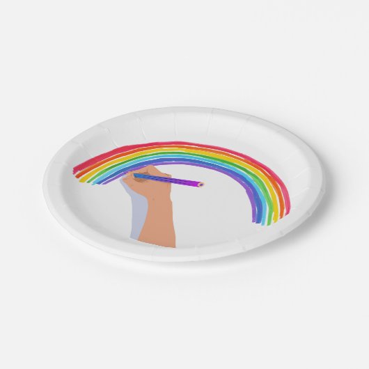 Een regenboog tekenen papieren bordje (Gekanteld)