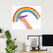 Een regenboog tekenen poster (Thuiskantoor)