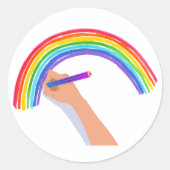 Een regenboog tekenen ronde sticker (Voorkant)