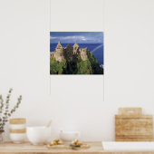 Een regenboog treft middeleeuws kasteel Dunluce aa Poster (Keuken)