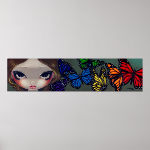 Een regenboog van Butterflies fee Art Print