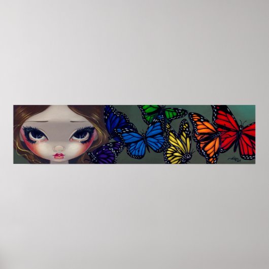 Een regenboog van Butterflies fee Art Print (Voorkant)