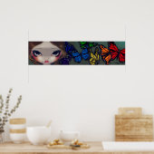 Een regenboog van Butterflies fee Art Print (Keuken)