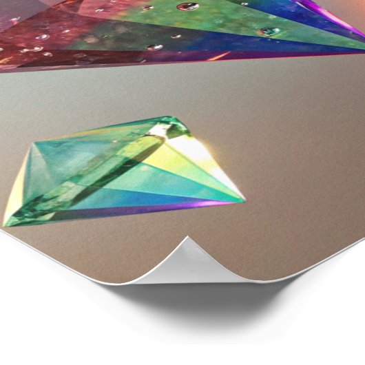 Een regenboog van diamanten: zwevende juwelen in d poster (Hoek)