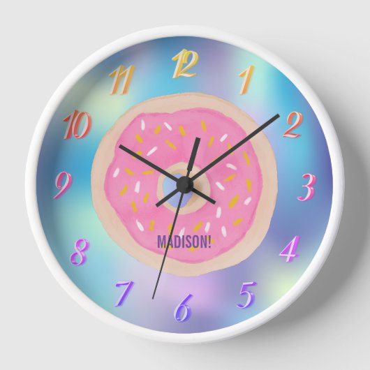 Een regenboog van kleuren, een roze donut met een  (Voorkant)