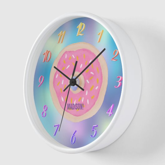 Een regenboog van kleuren, een roze donut met een  (Hoek)