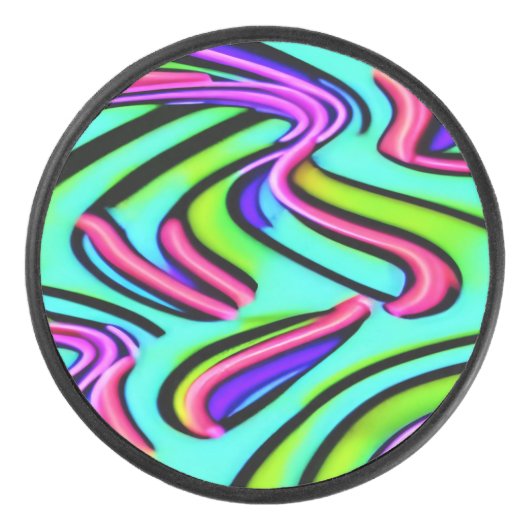 Een regenboog van kleuren in de lucht hockey puck (Voorkant)