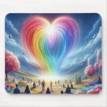 Een regenboog van liefde die boven de mensen zweef