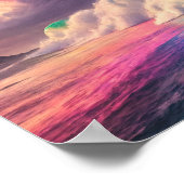 Een regenbooggolf: kleurrijke oceaan en lucht poster (Hoek)