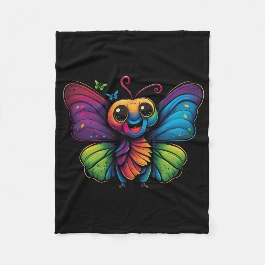 Een regenboogkleurige vlinder fleece deken (Voorkant)