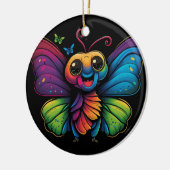 Een regenboogkleurige vlinder keramisch ornament (Links)