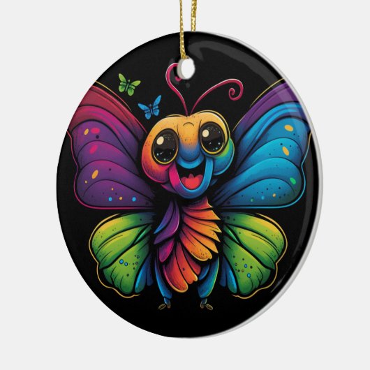 Een regenboogkleurige vlinder keramisch ornament (Links)