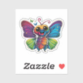 Een regenboogkleurige vlinder sticker (Vel)