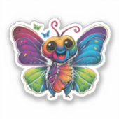 Een regenboogkleurige vlinder sticker (Voorkant)