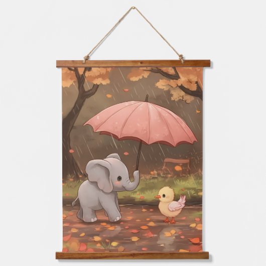 Een regendruppel van vriendelijkheid hangend wandkleed (Voorkant)