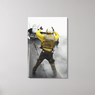 Een regisseur van het vliegtuig signaleert een Hor Canvas Afdruk