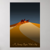 Een reis begint met een stap, Sinaasappel & Blauwe Poster (Voorkant)