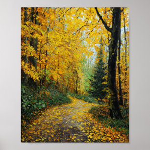 Een reis door de gouden stilte van de herfst C Poster
