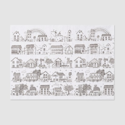 Een reis door het dorp rond de doedelen - tissuepa tissuepapier (Voorkant)