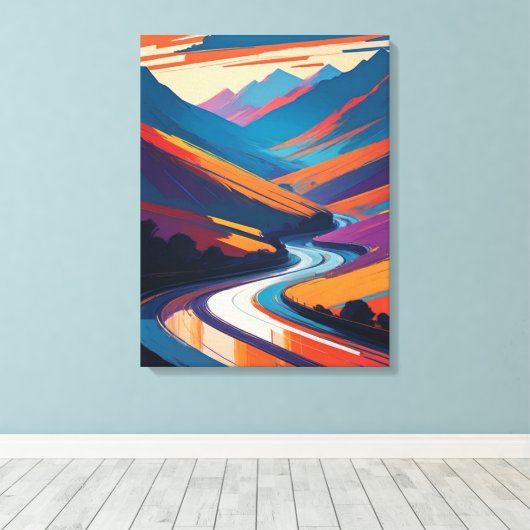 Een reis door kleurrijke bergen canvas afdruk (Insitu (Houten vloer))